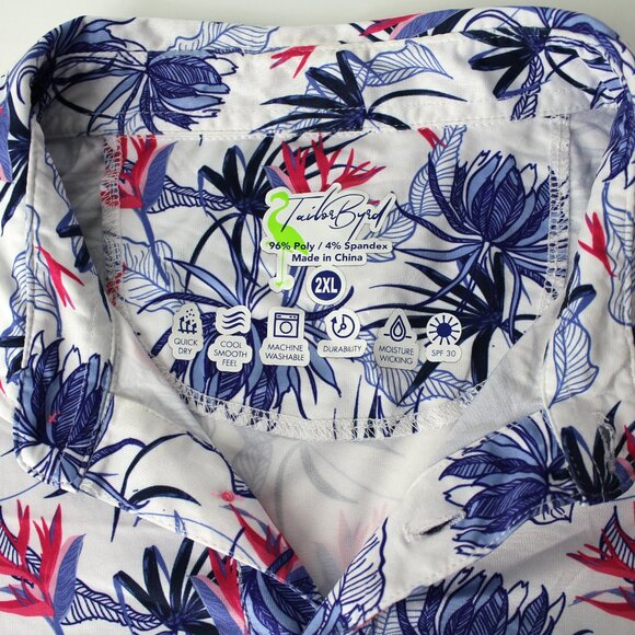 TailorByrd men's polo floral shirt top size 2XL XXL performance golf SPF 30 - Picture 4 of 10